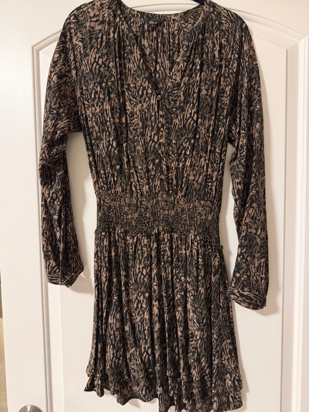 Rails Long Sleeve Printed Dress in Brown and Black